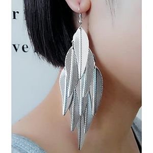 Women's earring long dangle earring Silver Plated  Vintage Baroque Earrings Leaf